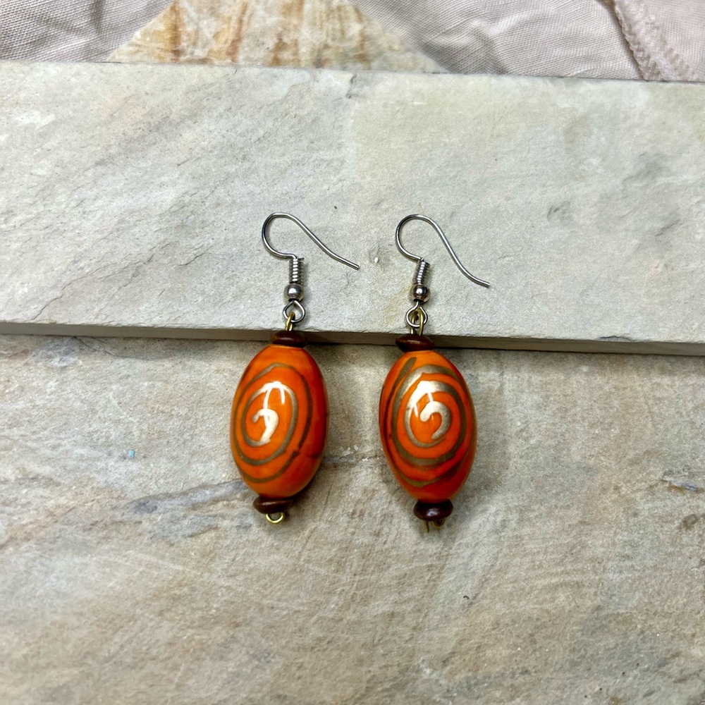 Indian Wood Bead Earrings